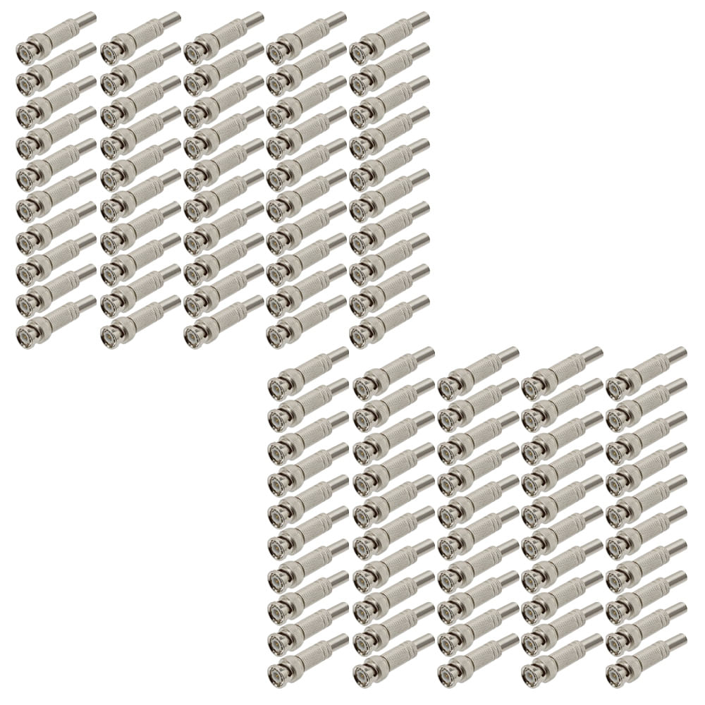Conector BNC Solda/Parafuso Mola 1°Linha - Pacote com 100pçs - portaldascameras